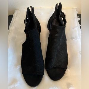 Carlos by Carlos Santana Faux Suede Black Open Toe Booties, 11